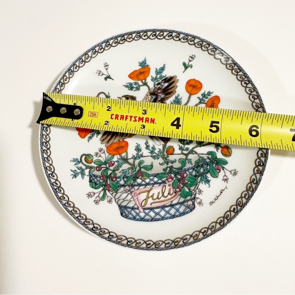 Vintage Hutschenreuther July Month Germany Lark Swallow Bird Decorative Plate - Picture 2 of 4